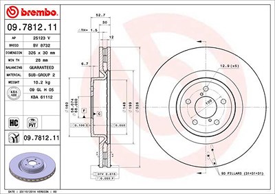 Brembo 1x Bremsscheibe [Hersteller-Nr. 09.7812.11] für Subaru von BREMBO