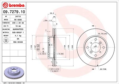 Brembo Bremsscheibe [Hersteller-Nr. 09.7279.10] für Suzuki von BREMBO