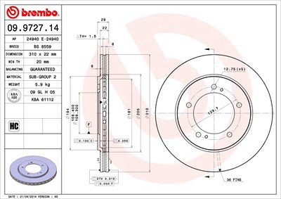 Brembo Bremsscheibe [Hersteller-Nr. 09.9727.14] für Suzuki von BREMBO