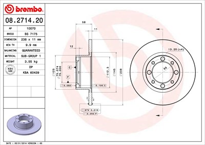 Brembo Bremsscheibe [Hersteller-Nr. 08.2714.20] von BREMBO