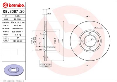 Brembo Bremsscheibe [Hersteller-Nr. 08.3067.20] für Toyota von BREMBO