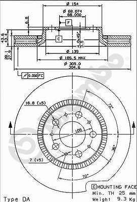 Brembo Bremsscheibe [Hersteller-Nr. 09.9130.75] für Volvo von BREMBO