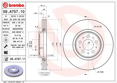Brembo Bremsscheibe [Hersteller-Nr. 09.A757.11] für Volvo von BREMBO