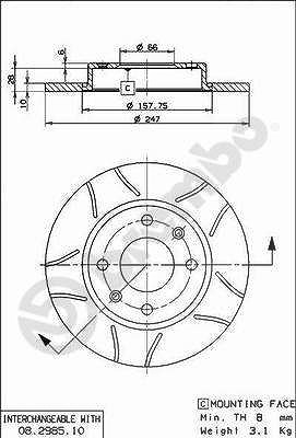 Brembo Bremsscheibe Vorder/Hinterachse Voll [Hersteller-Nr. 08.2985.75] für Citroën, Peugeot von BREMBO