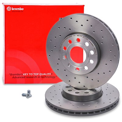 Brembo Bremsscheibe belüftet gelocht vorne [Hersteller-Nr. 09.9145.1X] für Audi, Seat, Skoda, VW von BREMBO