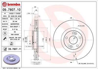 Brembo Bremsscheibe Vorderachse Belüftet [Hersteller-Nr. 09.7807.11] für Renault von BREMBO