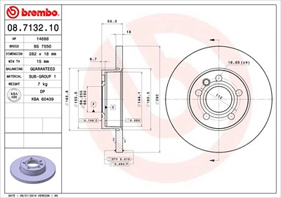 Brembo Bremsscheibe [Hersteller-Nr. 08.7132.10] für VW von BREMBO