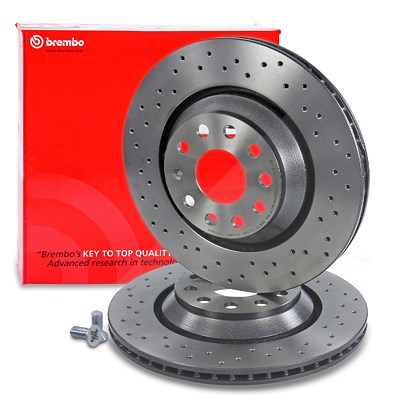 Brembo Bremsscheibe belüftet gelocht hinten [Hersteller-Nr. 09.A200.1X] für Audi, Seat, Skoda, VW von BREMBO