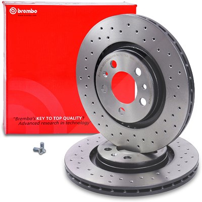 Brembo Bremsscheibe belüftet gelocht voorne [Hersteller-Nr. 09.7012.1X] für Audi, Seat, Skoda, VW von BREMBO