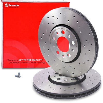 Brembo Bremsscheibe belüftet gelocht vorne [Hersteller-Nr. 09.7010.2X] für Audi, Seat, Skoda, VW von BREMBO