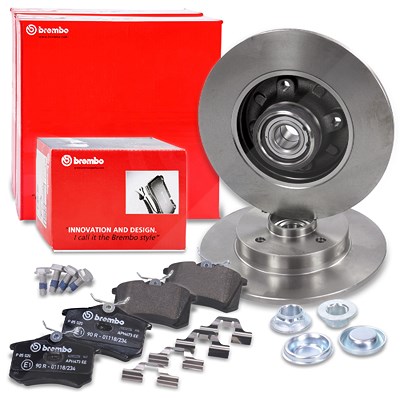 Brembo Bremsscheiben+Beläge+Radlager+ Hinten Voll für Citroën, Peugeot von BREMBO