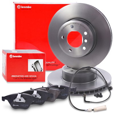 Brembo Bremsscheiben+Bremsbeläge+Warnkontakt Vorderachse für BMW von BREMBO