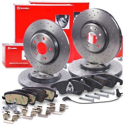 Brembo Bremsscheiben+Bremsbeläge Vorne+Hinten für Audi von BREMBO