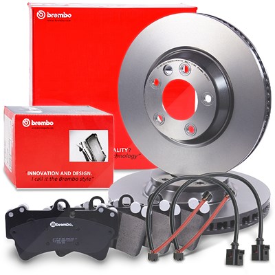 Brembo Bremsscheiben + Bremsbeläge + VWK Vorderachse für Audi, Porsche, VW von BREMBO