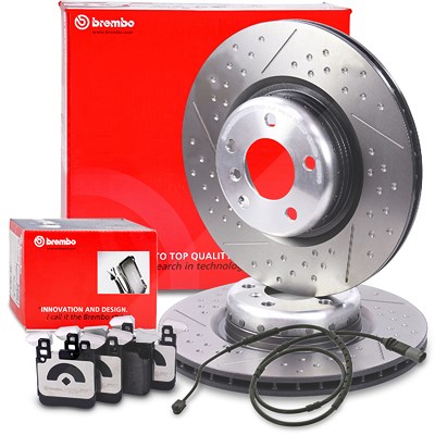 Brembo Bremsscheiben +Bremsbeläge +Warnkontakt hinten für BMW von BREMBO