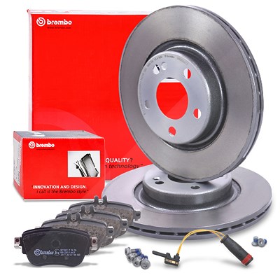 Brembo Bremsscheiben +Bremsbeläge +Warnkontakt hinten für Mercedes-Benz von BREMBO