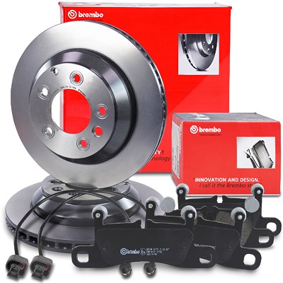 Brembo Bremsscheiben +Bremsbeläge +Warnkontakt hinten für Porsche, VW von BREMBO