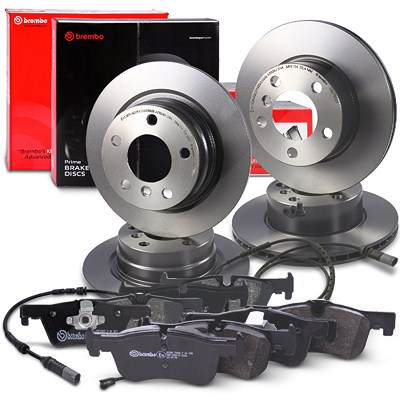 Brembo Bremsscheiben +Bremsbeläge +Warnkontakt vorne+hinten für BMW von BREMBO