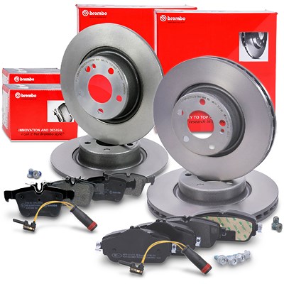 Brembo Bremsscheiben +Bremsbeläge +Warnkontakt vorne+hinten für Mercedes-Benz von BREMBO