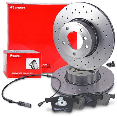 Brembo Bremsscheiben +Bremsbeläge +Warnkontakt vorne für BMW von BREMBO