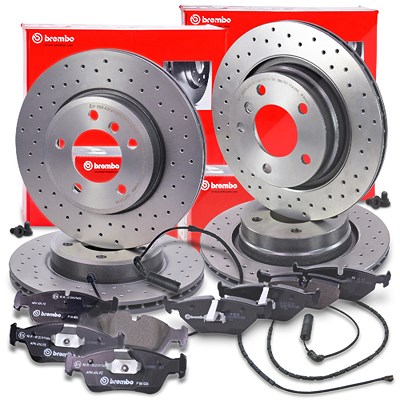 Brembo Bremsscheiben +Bremsbeläge +Warnkontakte vorne+hinten für BMW von BREMBO