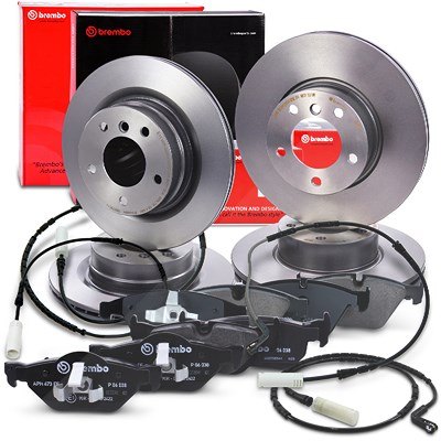 Brembo Bremsscheiben +Bremsbeläge +Warnkontakte vorne+hinten für BMW von BREMBO