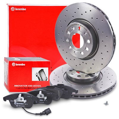 Brembo Bremsscheiben +Bremsbeläge Vorderachse für Audi, Seat, VW von BREMBO