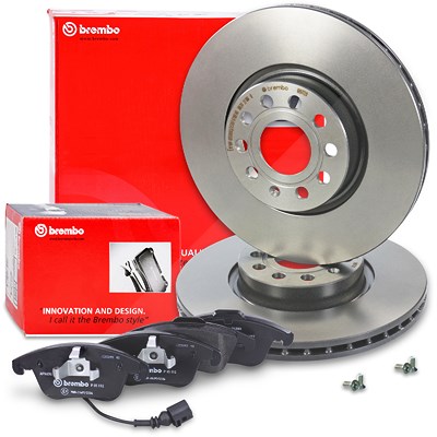 Brembo Bremsscheiben +Bremsbeläge mit VWK vorne für Audi, Seat, VW von BREMBO