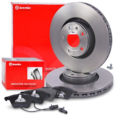 Brembo Bremsscheiben +Bremsbeläge mit Warnkontakt vorne für Audi von BREMBO