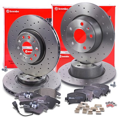 Brembo Bremsscheiben +Bremsbeläge vorne+hinten für Audi von BREMBO