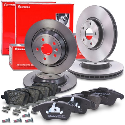 Brembo Bremsscheiben +Bremsbeläge vorne+hinten für Ford von BREMBO