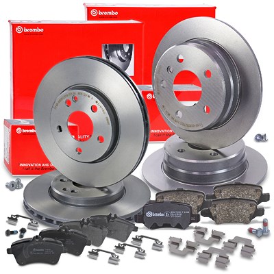 Brembo Bremsscheiben +Bremsbeläge vorne+hinten für Mercedes-Benz von BREMBO