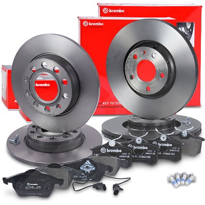 Brembo Bremsscheiben +Bremsbeläge vorne+hinten für Audi, Seat von BREMBO