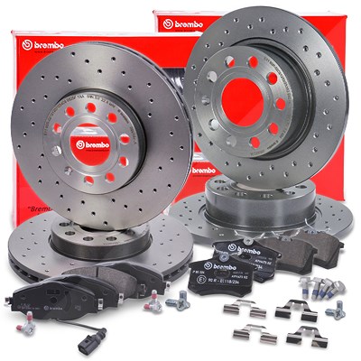 Brembo Bremsscheiben +Bremsbeläge vorne+hinten für Seat, Skoda von BREMBO