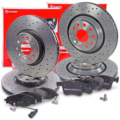 Brembo Bremsscheiben +Bremsbeläge vorne+hinten für Audi, VW von BREMBO