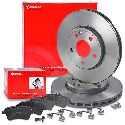 Brembo Bremsscheiben +Bremsbeläge vorne für Mercedes-Benz von BREMBO