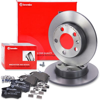 Brembo Bremsscheiben Coated+Beläge Hinten Voll für Audi, Seat, Skoda, VW von BREMBO