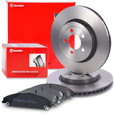 Brembo Bremsscheiben Coated+Beläge Vorne Belüftet für Chrysler, Dodge, Lancia von BREMBO