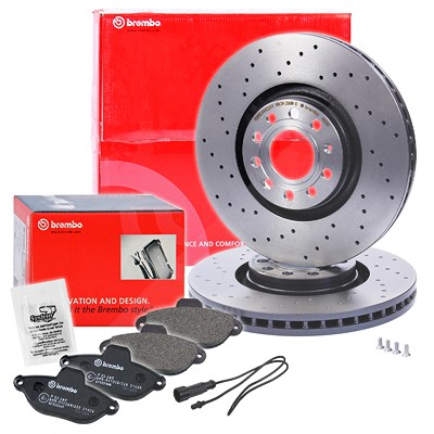 Brembo Bremsscheiben Coated+Bremsbeläge+VWK Vorne für Audi von BREMBO