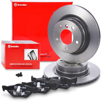 Brembo Bremsscheiben Coated+Bremsbeläge Hinten für BMW von BREMBO