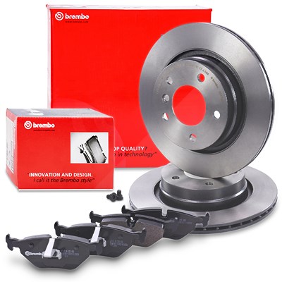 Brembo Bremsscheiben Coated+Bremsbeläge Hinten für BMW von BREMBO