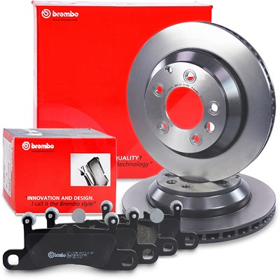 Brembo Bremsscheiben Coated+Bremsbeläge Hinten für Porsche, VW von BREMBO