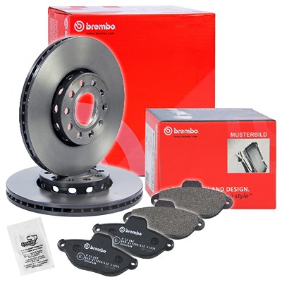 Brembo Bremsscheiben Coated+Bremsbeläge Vorne für BMW von BREMBO