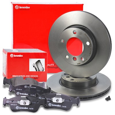 Brembo Bremsscheiben Coated+Bremsbeläge Vorne für BMW von BREMBO