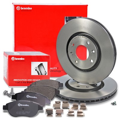 Brembo Bremsscheiben Coated+Bremsbeläge Vorne für Peugeot von BREMBO