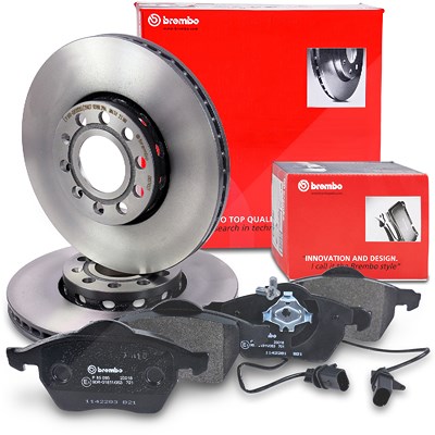 Brembo Bremsscheiben Coated+Bremsbeläge Vorne für Audi, Seat, Skoda von BREMBO