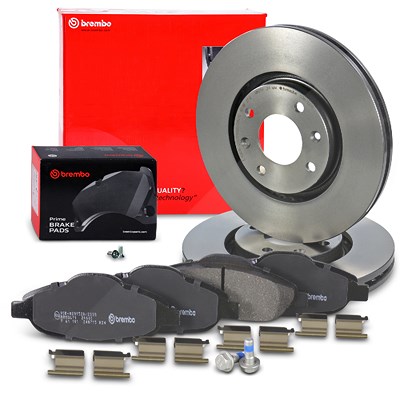 Brembo Bremsscheiben Coated+Bremsbeläge Vorne für Peugeot von BREMBO