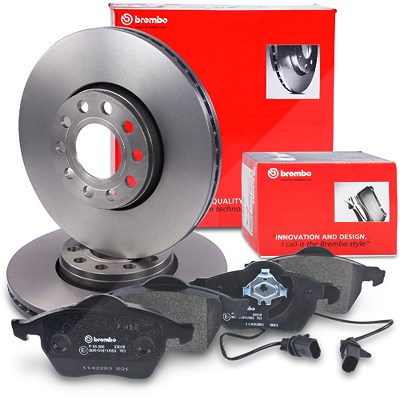 Brembo Bremsscheiben Coated+Bremsbeläge Vorne für Skoda, VW von BREMBO