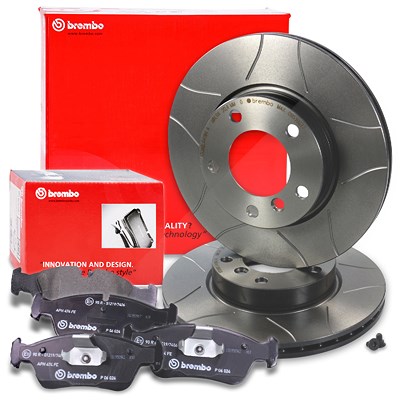 Brembo Bremsscheiben Sport Max+Bremsbeläge Vorne für BMW von BREMBO