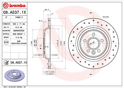 Brembo Bremsscheibe [Hersteller-Nr. 08.A537.1X] für Volvo von BREMBO